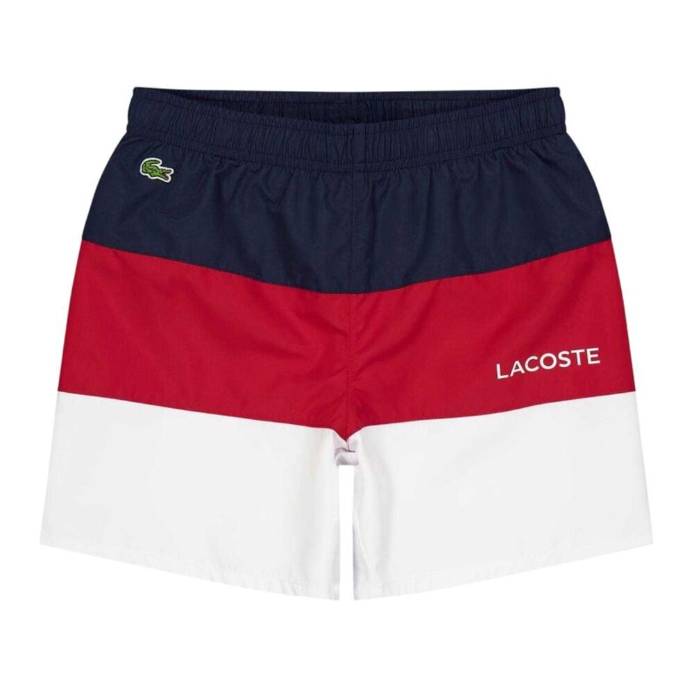 Lacoste Boys Colour Block Swim Shorts / Navy/Orange